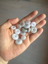 Load image into Gallery viewer, 11.9-19.7mm Type A 100% Natural light purple white gary Jadeite Jade Safety Guardian Button donuts Pendant group AA69