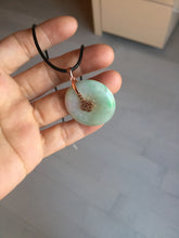 Load image into Gallery viewer, 29.8mm Type A 100% Natural suny green purple yellow(FU LU SHOU, 福禄寿) Jadeite Safety Guardian Button donuts pendant PD185