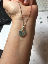 Load image into Gallery viewer, 15mm Type A 100% Natural Icy Watery Light Green Dark Green Gray Guatemala Jadeite Jade Oval Safety Guardian Pendant PE112
