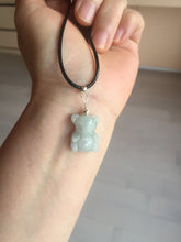 Load image into Gallery viewer, Type A 100% Natural light green white purple jadeite jade cute baby bear pendant AA65