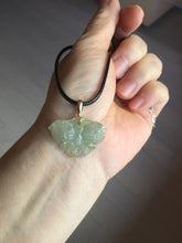 Load image into Gallery viewer, 100% Natural type A icy watery light green Jadeite Jade butterfly pendant PH113-2