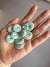 Load image into Gallery viewer, 18-23.5mm Type A 100% Natural light green sunny green white Jadeite Jade Safety Guardian Button donuts Pendant group AA67
