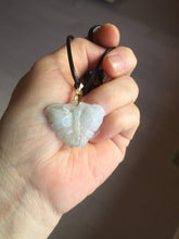 Load image into Gallery viewer, 100% Natural type A icy watery light green purple red (FU LU SHOU) Jadeite Jade butterfly pendant PH113-3