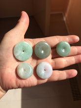 Load image into Gallery viewer, 23.5-28mm Type A 100% Natural sunny green/oily dark green black gray(老油青)/purple Jadeite Safety Guardian Button donuts pendant group PB301