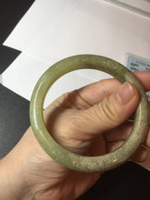 Load image into Gallery viewer, 58.4mm certified Type A 100% Natural yellow/brown flying dandelions nephrite Jade bangle HF80-0469