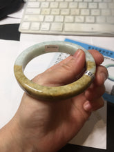 Load image into Gallery viewer, 59mm Type A 100% Natural light green/brown /yellow square Jadeite Jade bangle R101