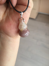 Load image into Gallery viewer, 100% natural icy purple/brown/red Quartzite (jinsi jade, 金丝玉) Golden Silk Jade gourd ( 葫芦, 福禄) pendant/handhold worry stone/desk decor SY73