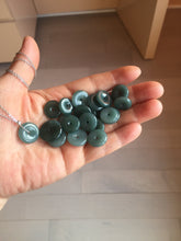 Load image into Gallery viewer, 13-17.5mm Type A 100% Natural blue light green dark green gray Guatemala Jadeite Jade Safety Guardian Button donuts Pendant group PH109