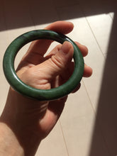 Load image into Gallery viewer, 57.3m certified 100% Natural dark green/black nephrite (碧玉) bangle HT168-7-3894