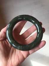 Load image into Gallery viewer, 59mm certified 100% Natural dark green/gray/black (nebula dust) chubby round cut nephrite Jade bangle HN128-0206