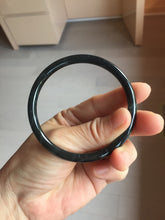 Load image into Gallery viewer, 卖了 58.5mm Type A 100% Natural icy black(冰乌鸡) gray Guatemala Slim Round Cut Jadeite Bangle PJ151-1381