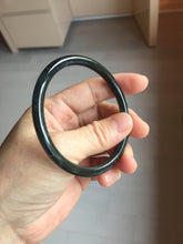 Load image into Gallery viewer, 卖了 58.5mm Type A 100% Natural icy black(冰乌鸡) gray Guatemala Slim Round Cut Jadeite Bangle PJ151-1381