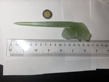 Load image into Gallery viewer, 16cm 100% Natural light green Xiu Jade Serpentine vantage carved lily hairpin AW23