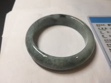Load image into Gallery viewer, 58mm certified Type A 100% Natural light green gray chubby Jadeite Jade bangle BS115-6636