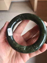 Load image into Gallery viewer, 55mm certified 100% Natural dark green/gray/black (nebula dust) chubby round cut nephrite Jade bangle HN127-0881