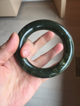 Load image into Gallery viewer, 55mm certified 100% Natural dark green/gray/black (nebula dust) chubby round cut nephrite Jade bangle HN127-0881