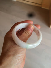 Load image into Gallery viewer, 50mm Certified Type A 100% Natural sunny green/white Jadeite Jade oval bangle BF26-1484