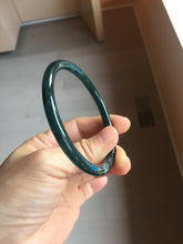 Load image into Gallery viewer, 58.8mm Type A 100% Natural icy black(冰乌鸡) blue gray Guatemala Slim Round Cut Jadeite Bangle PJ153-1373