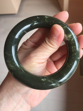 Load image into Gallery viewer, 55mm certified 100% Natural dark green/gray/black (nebula dust) chubby round cut nephrite Jade bangle HN127-0881