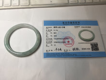 Load image into Gallery viewer, 57.5mm certified 100% natural Type A light green white round cut jadeite jade bangle PE11-3843