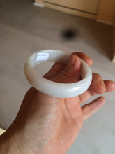 Load image into Gallery viewer, 50mm Certified Type A 100% Natural sunny green/white Jadeite Jade oval bangle BF26-1484
