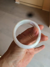 Load image into Gallery viewer, 50mm Certified Type A 100% Natural sunny green/white Jadeite Jade oval bangle BF26-1484