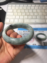 Load image into Gallery viewer, 58mm certified Type A 100% Natural light green gray chubby Jadeite Jade bangle BS115-6636
