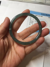 Load image into Gallery viewer, 56.3mm Certified Type A 100% Natura dark blue/green/gray/black Guatemala slim round cut Jadeite bangle PJ109-5626