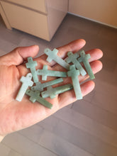 Load image into Gallery viewer, 100% Natural type A light green gray jadeite Jade Hand-held cross or cross pendant necklace PA208