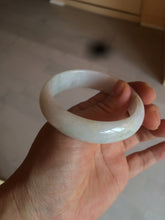 Load image into Gallery viewer, 50mm Certified Type A 100% Natural sunny green/white Jadeite Jade oval bangle BF26-1484