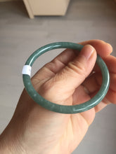 Load image into Gallery viewer, 56.5mm Certified Type A 100% Natural icy watery green/blue/black/gray slim round cut Guatemala Jadeite bangle PB14-5629