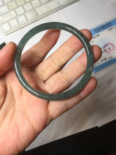 Load image into Gallery viewer, 56.3mm Certified Type A 100% Natura dark blue/green/gray/black Guatemala slim round cut Jadeite bangle PJ109-5626