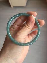 Load image into Gallery viewer, 56.5mm Certified Type A 100% Natural icy watery green/blue/black/gray slim round cut Guatemala Jadeite bangle PB14-5629