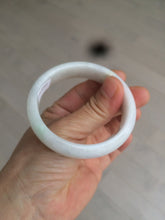 Load image into Gallery viewer, 50mm Certified Type A 100% Natural sunny green/white Jadeite Jade oval bangle BF26-1484