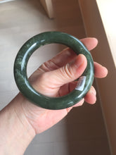 Load image into Gallery viewer, 59mm certified 100% Natural dark green/gray/black (nebula dust) chubby round cut nephrite Jade bangle HN126-0205