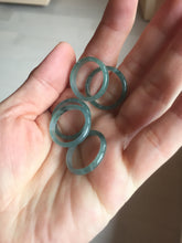 Load image into Gallery viewer, 17.3mm US Size 7 100% natural type A icy watery green/blue icy watery Guatemala jadeite jade band ring group PH224