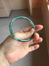 Load image into Gallery viewer, 56.3mm Certified Type A 100% Natural icy watery dark green/blue/gray/black slim Guatemala Jadeite bangle PJ155-0662
