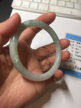Load image into Gallery viewer, 57.5mm certified 100% natural Type A light green white round cut jadeite jade bangle PE11-3843