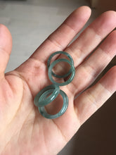 Load image into Gallery viewer, 17.3mm US Size 7 100% natural type A icy watery green/blue icy watery Guatemala jadeite jade band ring group PH224
