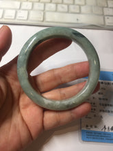 Load image into Gallery viewer, 57mm certified Type A 100% Natural light green gray Jade jadeite bangle BS116-6634