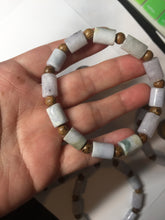 Load image into Gallery viewer, 100% natural type A green/purple jadeite jade beads bracelet group BK56