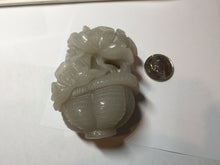 Load image into Gallery viewer, 100% natural white light Pink gray carved peony and plum bossom Quartzite (Shetaicui jade) Handheld Display Stone/Desk Decor CB83