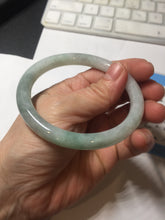 Load image into Gallery viewer, 57.5mm certified 100% natural Type A light green white round cut jadeite jade bangle PE11-3843
