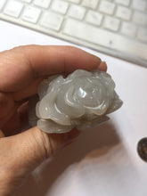 Load image into Gallery viewer, 100% natural white light Pink gray carved peony and plum bossom Quartzite (Shetaicui jade) Handheld Display Stone/Desk Decor CB83