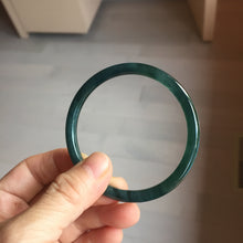 Load image into Gallery viewer, 56mm Certified Type A 100% Natural icy watery dark green/blue/gray/black slim Guatemala Jadeite bangle PJ156-0681