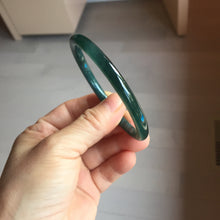 Load image into Gallery viewer, 56mm Certified Type A 100% Natural icy watery dark green/blue/gray/black slim Guatemala Jadeite bangle PJ156-0681