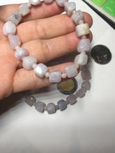 Load image into Gallery viewer, 100% natural type A icy white/purple jadeite jade beads bracelet BK57