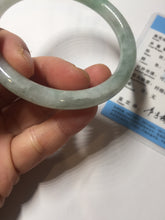 Load image into Gallery viewer, 57.5mm certified 100% natural Type A light green white round cut jadeite jade bangle PE11-3843