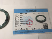 Load image into Gallery viewer, 55mm Certified Type A 100% Natural dark green/gray round cut Jadeite bangle PA227-2426