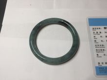 Load image into Gallery viewer, 55mm Certified Type A 100% Natural dark green/gray round cut Jadeite bangle PA227-2426